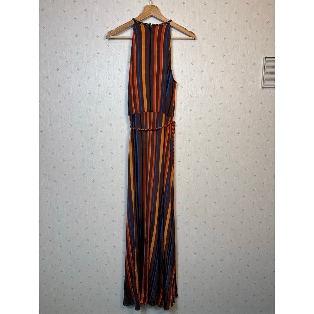 White House Black Market Aline Slinky Halter Maxi Dress Sz 8 Retro Stripe NWT - Picture 3 of 8